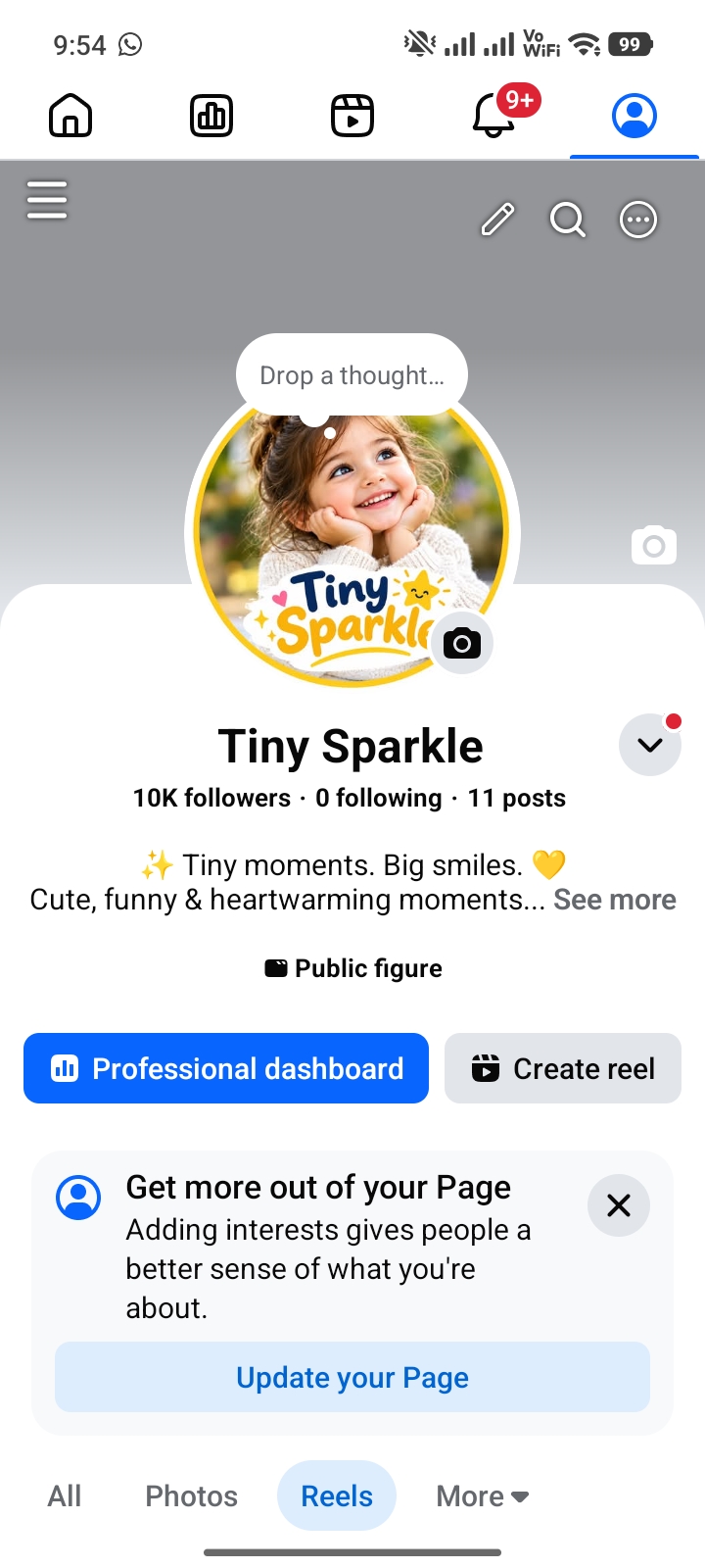 Tiny Sparkle analytics screenshot