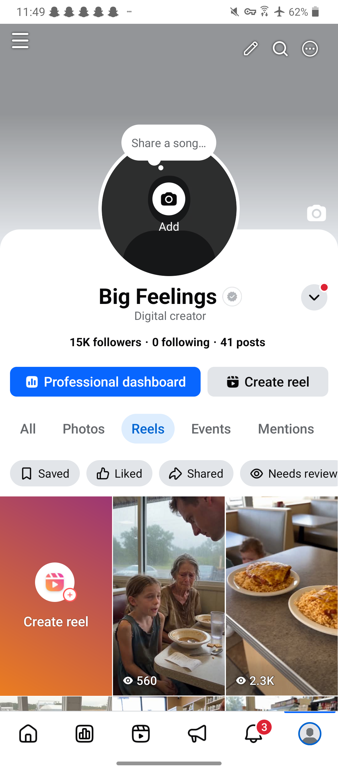Big feelings analytics screenshot