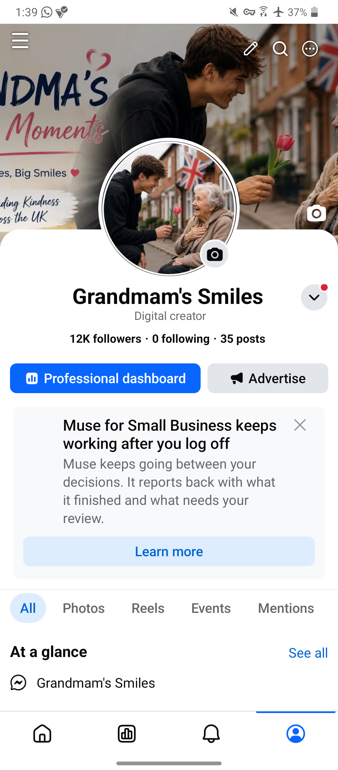 Grandmam's smile analytics screenshot
