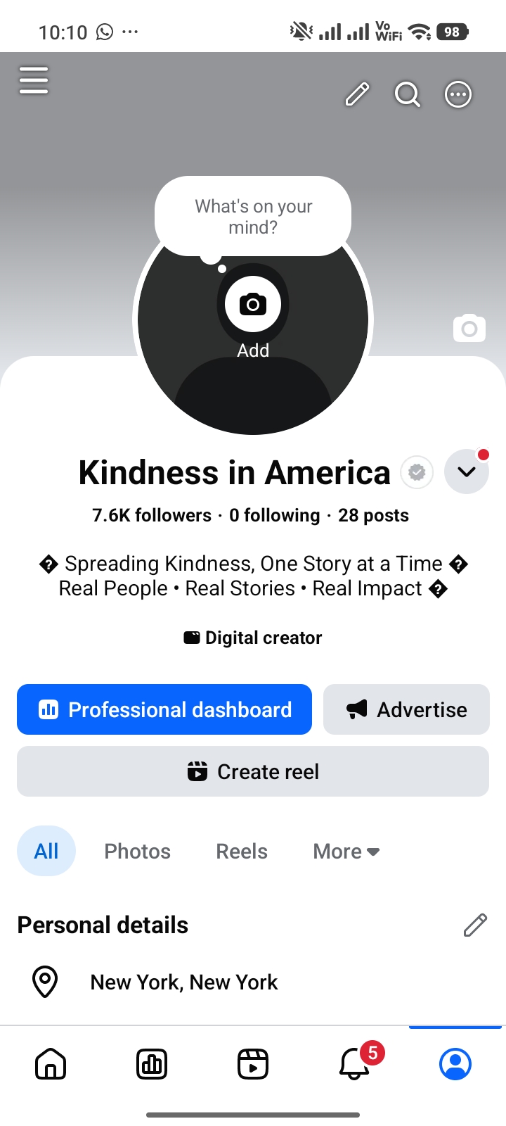 Kindness In America analytics screenshot