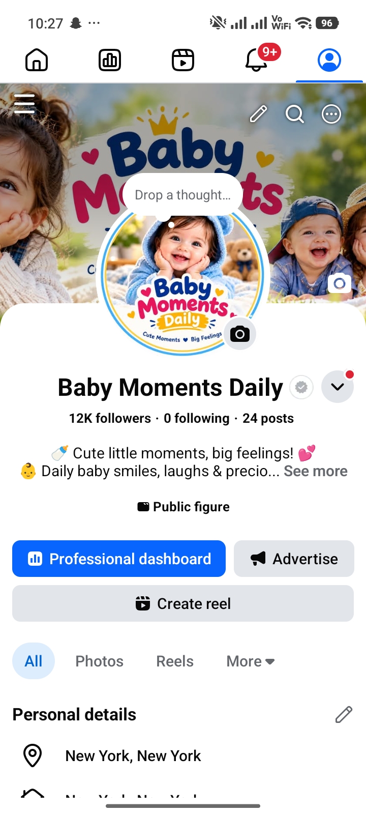 Baby Moments Daily analytics screenshot